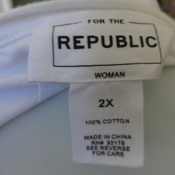 For The Republic 2X  v neck top, white cotton, ruffles and tassels cap sleeves - Picture 2 of 6